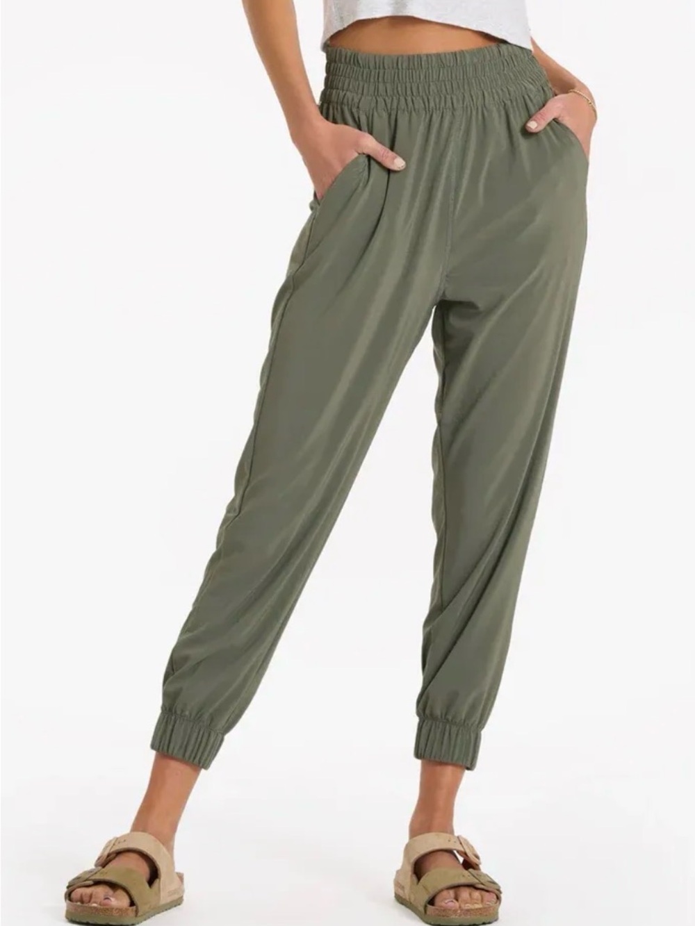Vuori Olive Green Elastic-Waist Jogger Pants - Women